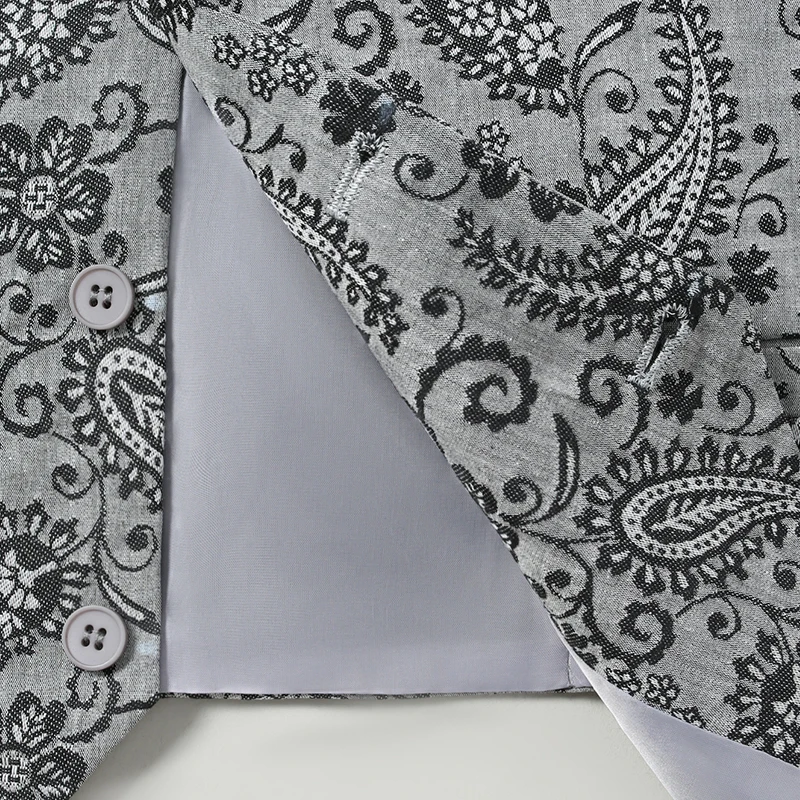 ‌ QJ CINGA Новый мужской серый жилет без рукавов с принтом, деловой повседневный однобортный жилет с v-образным вырезом, азиатские размеры M-8XL