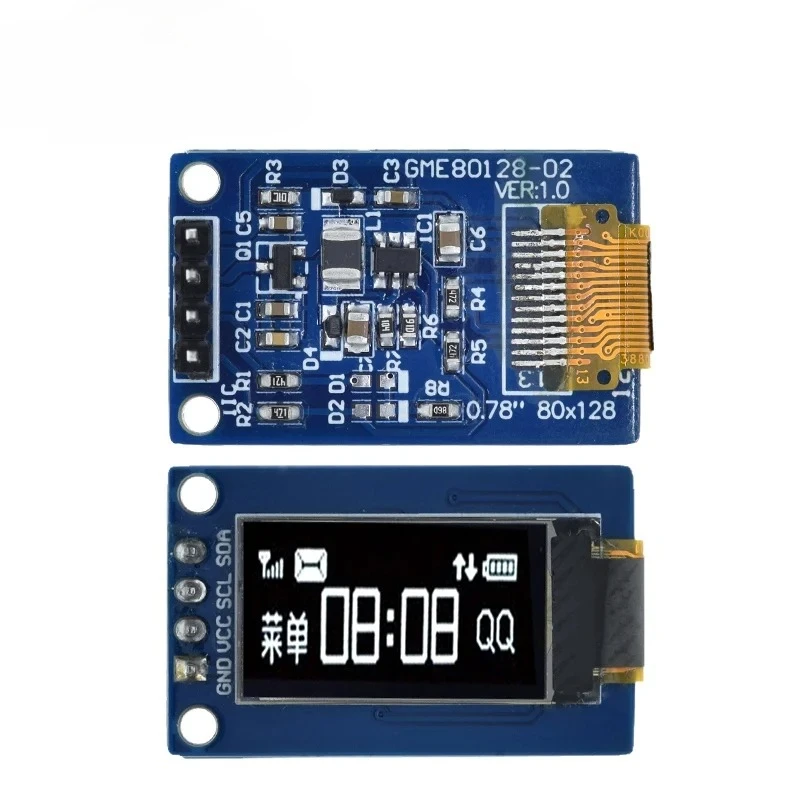 0.78 Inch OLED Display LCD Screen Module 0.78" White Color Resolution 128*80 SPI Interface SH1107 driver 128X80 for arduino
