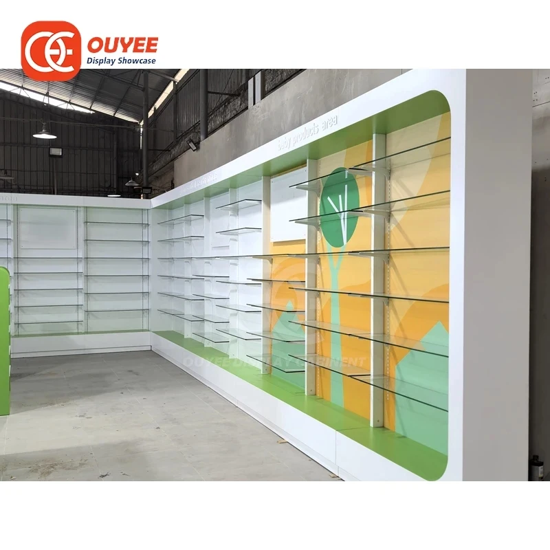 custom.Latest Design Franchise Pharmacy Full Service Pharmacy Layout Design Lockable Display Shelving