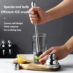304 Stainless Steel Juice Rammer Ice Crusher Hammer Shaker Cup Beating Hand Lemon Tea Tool Cup Ice Masher Stick cocktail shaker