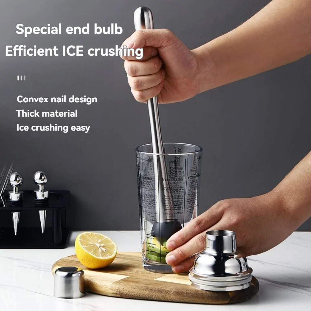 304 Stainless Steel Juice Rammer Ice Crusher Hammer Shaker Cup Beating Hand Lemon Tea Tool Cup Ice Masher Stick cocktail shaker