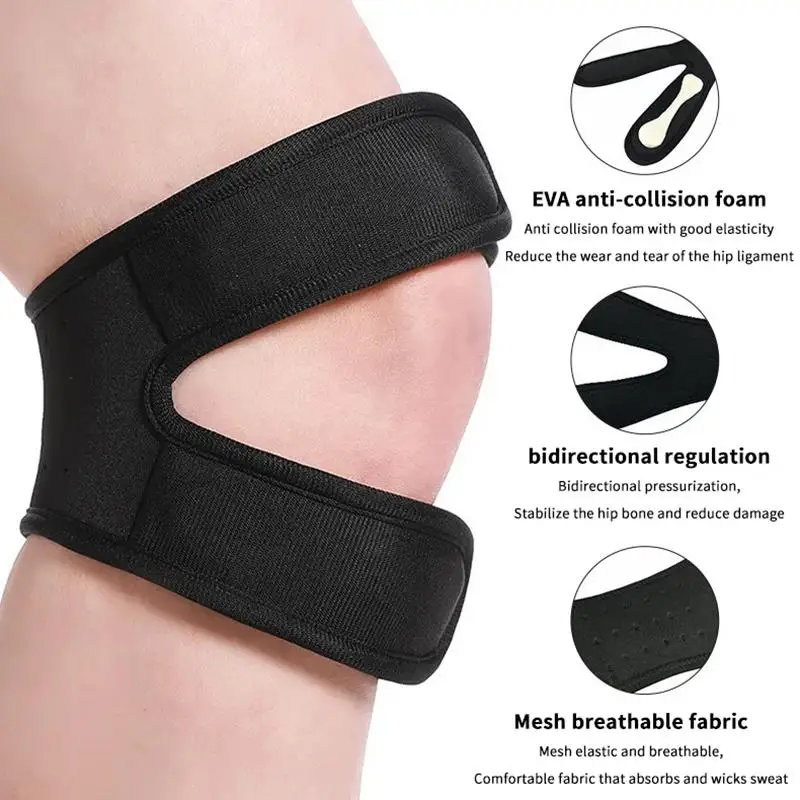 Sports Knee Support Strap Dual  Tendon Relief Brace Adjustable Compression for Gym Workout 1 PCS