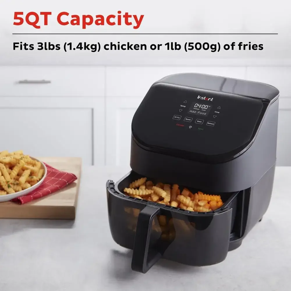 5 Quart Air Fryer Oven Clear Cook Window 4-in-1 Vortex EvenCrisp Technology 95% Less Oil Digital Guide Dishwasher Safe 5QT