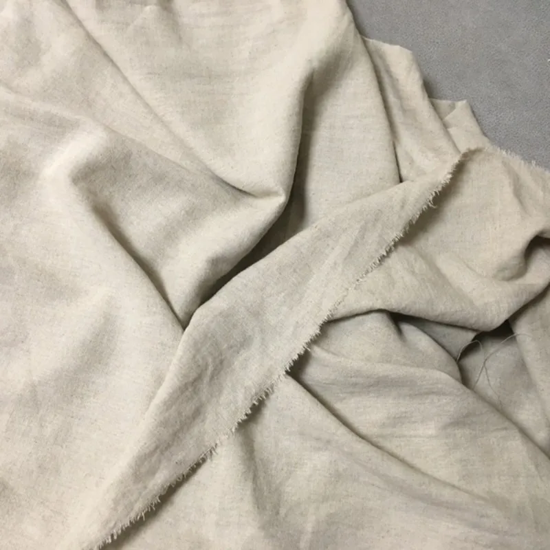 High-Quality Mika Khaki Cotton Linen Fabric Without Chemical Fiber Composition Clothing  Shirt Dress Pants Fabric Per Meter