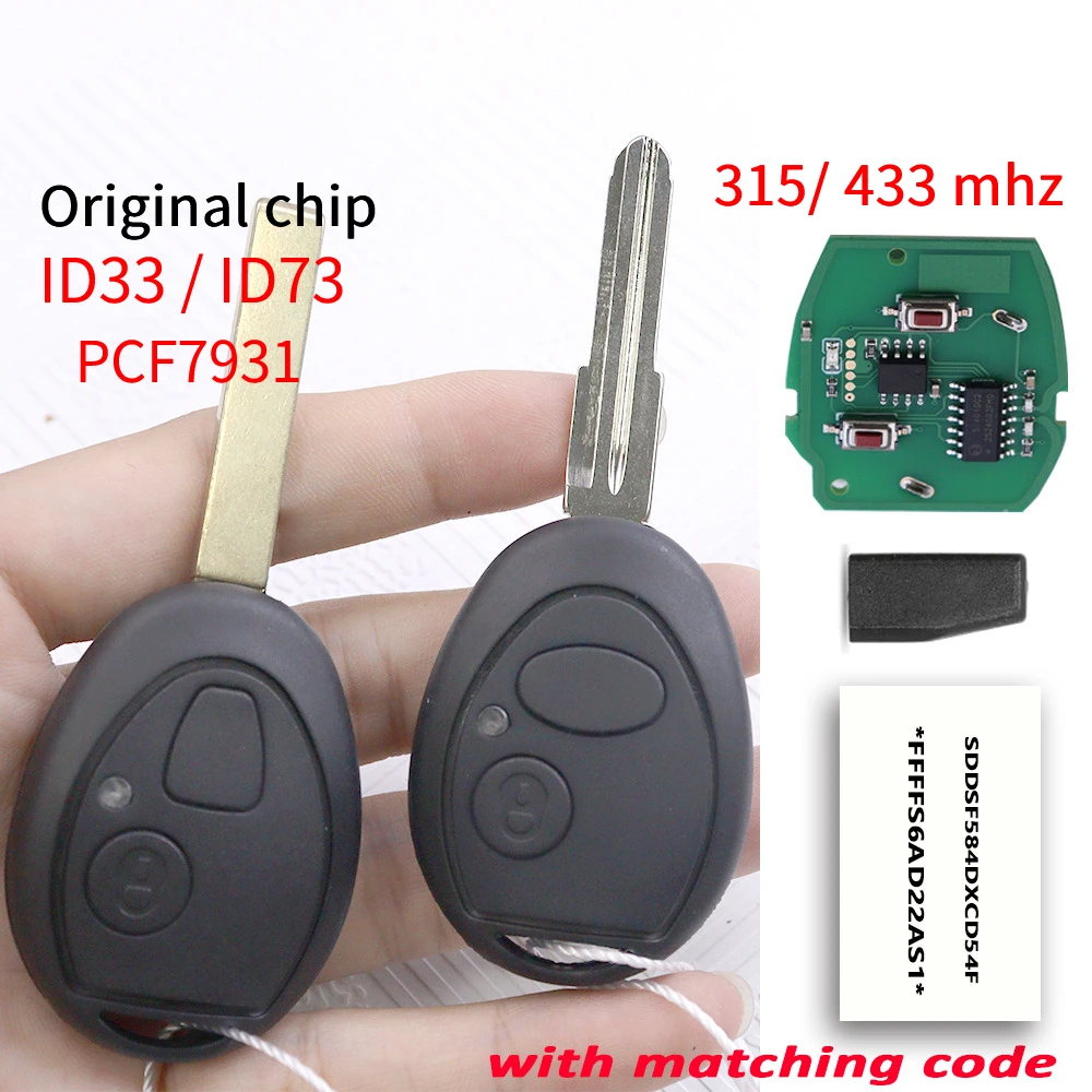 +Code Label Car Remote Key Fob 315/433MHz PCF7931 for BMW Mini Cooper R50 R53 2001 2002 2003 2004 2005 for Land Rover Discover