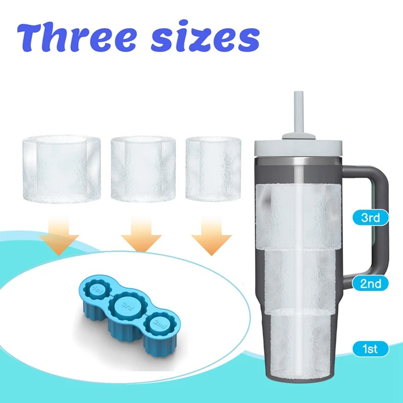 Ice Mold For Stanley Cups,Silicone Ice Maker With Lid For Making 3 Hollow Cylinder Ice Molds,Reusable image 4