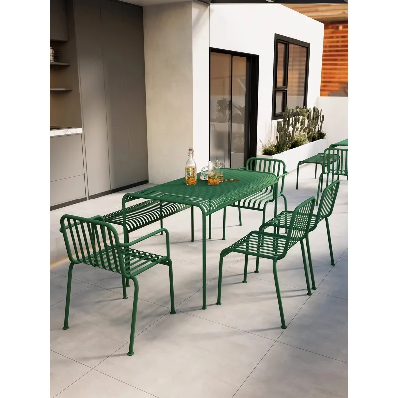 

Wrought iron green negotiation table and chair combination balcony courtyard yard open-air leisure table