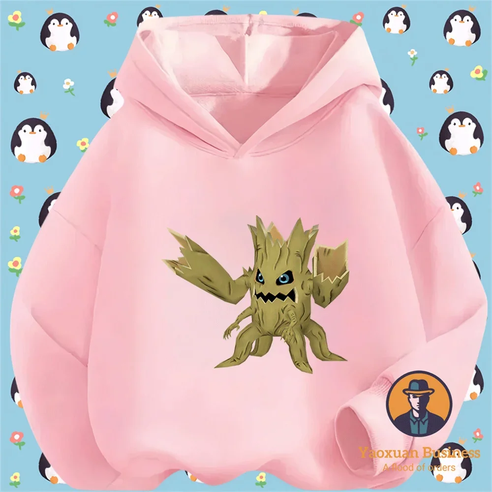 Sudadera con Capucha de Algodón Puro Transpirable y Cálida con Diseño de Monstruos Digitales, Otoño Invierno, Oferta, Ropa Casual para Estudiantes 2026