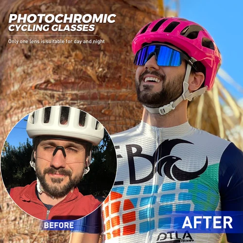 Imagen 2 del producto KAPVOE-gafas fotocromáticas para montar en bicicleta de montaña, lentes de sol fotocromáticas UV400 para deportes de ciclismo, para acampar al aire libre y Golf