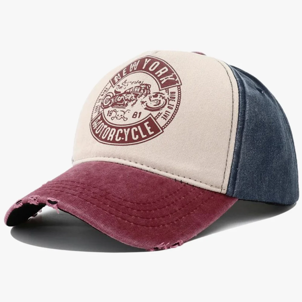 Unisex Baseball Caps Man Women Retro Cap Letters & Motor Print Retro Adjustable Hats Spring and Summer Outdoor Sunscreen Hat