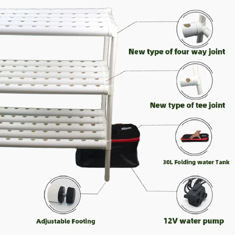 Hydroponics rack garden 3-layer 18 tubes (162 holes)