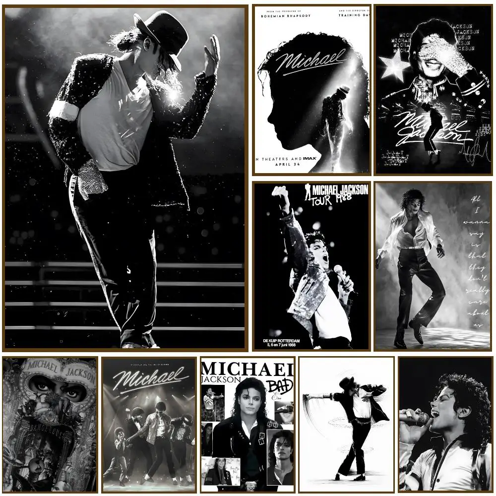 Michael Jackson Musician Classic Pop Poster Self-adhesive Living Room Bedroom Party Bar Decor Moisture-proof Fade-resistant HD