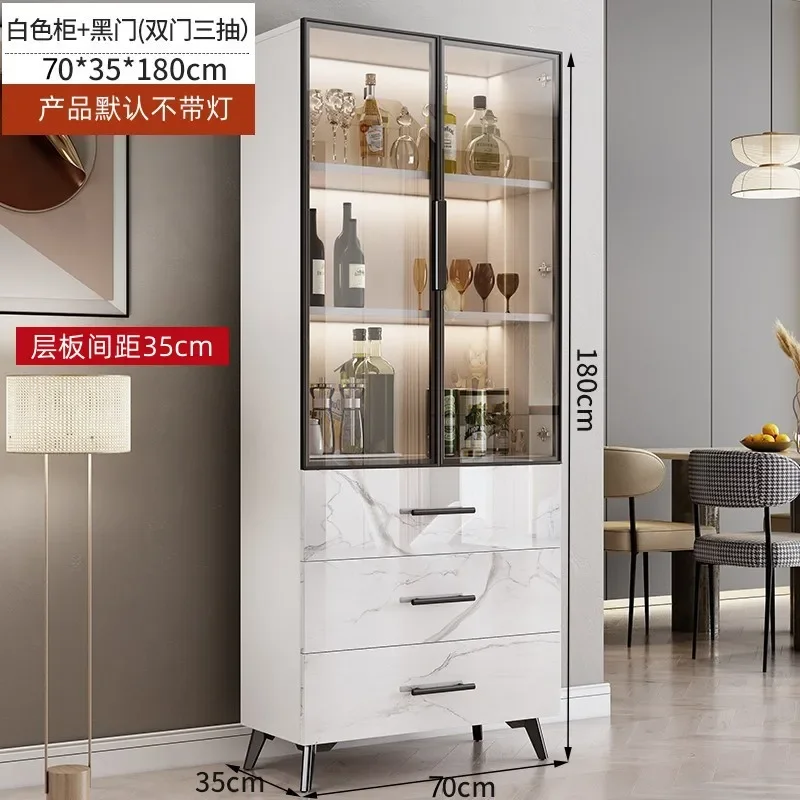 Modern Simple Wine Cabinet Rack Dining Side Cabinet Display Luxury Living Room Glass High Kitchen Vitrina Bar Furniture Club