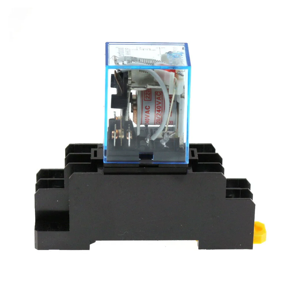 10 مجموعة LY2NJ HH62P لفائف التتابع DC12V/24 فولت/36 فولت/48 فولت/110 فولت/220/240/380 فولت التيار المتناوب 10A 8PIN مرحل الطاقة DPDT HHC68A-2Z مع قاعدة المقبس JQX-13F