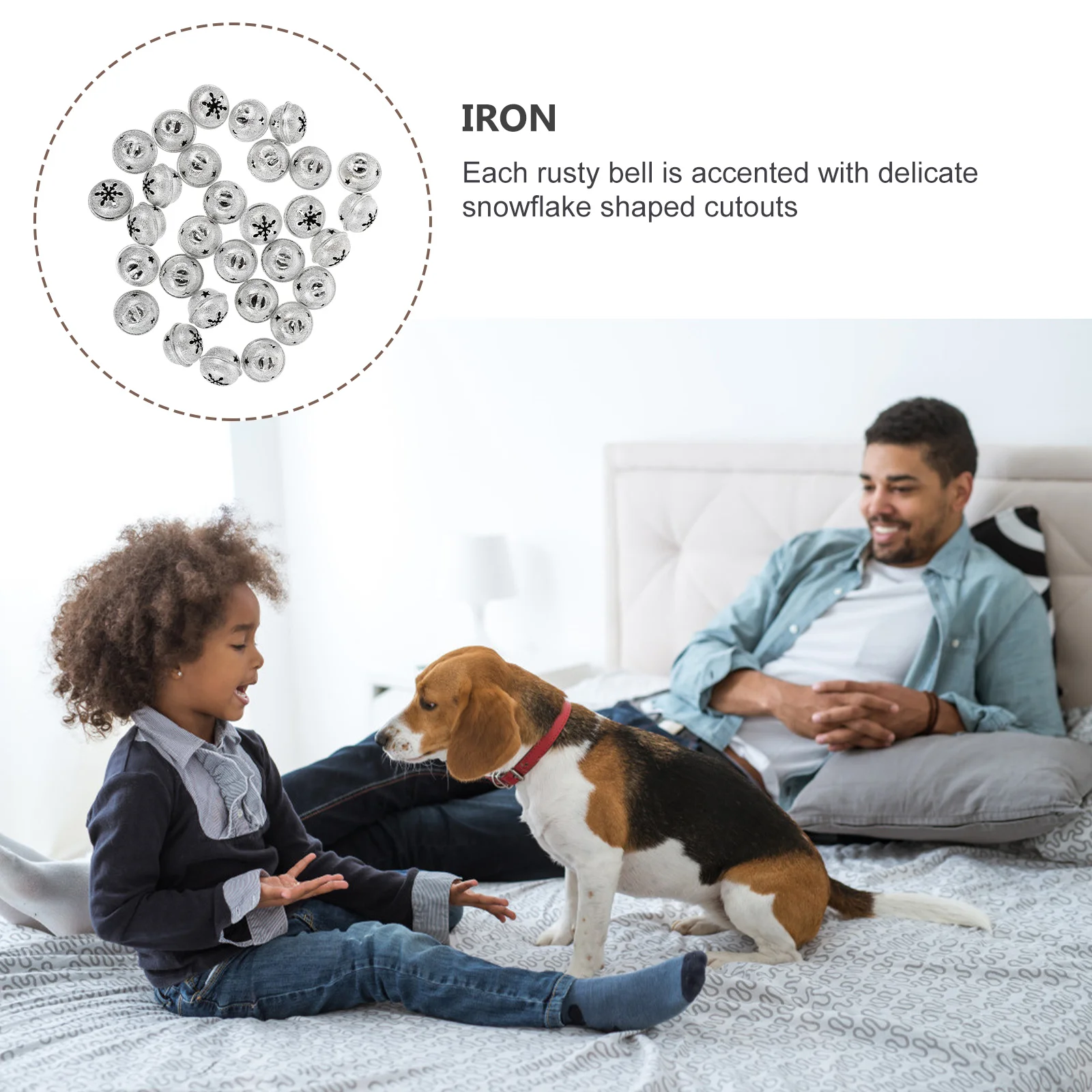 Cloches de Noël conviviale rées pour décorations de fête, flocon de neige, découpe de Noël, bricolage, empreinte en fer creux, 50 pièces