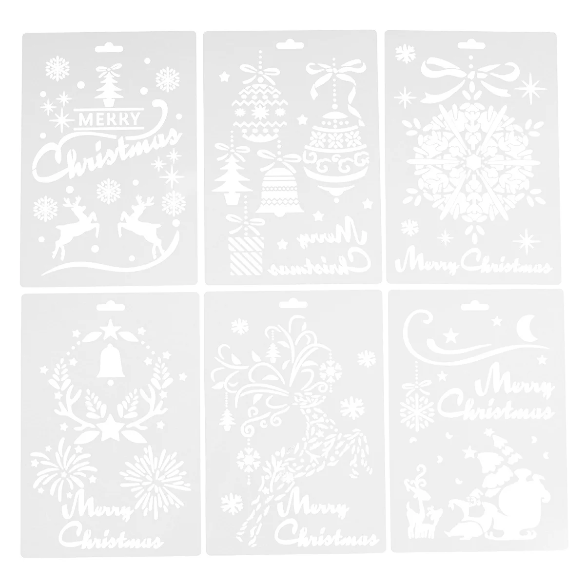 

12 Sheets Christmas Painting Template Templates for Reusable Stencil Tool Square Drawing Stencils Merry Layering Kids