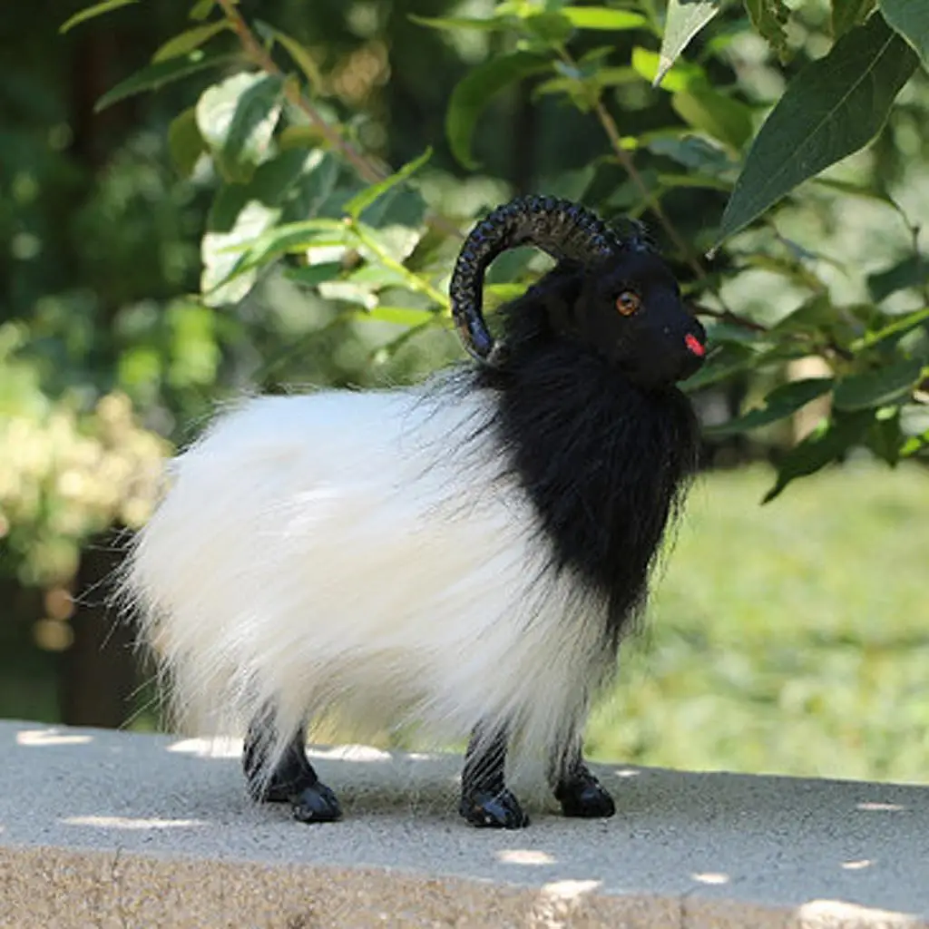 Garden Statue Goat Model Realistic Animals Statue Woodland Charm Outdoor Garden Large Doll Ornaments for Home and Patio