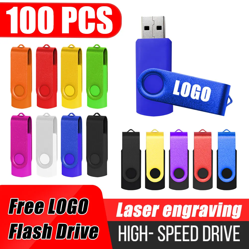 100 шт. USB 2.0 Флэш-накопитель 128 ГБ 64 ГБ 32 ГБ 16 ГБ 8 ГБ USB-накопитель 4 ГБ 2 ГБ 1 ГБ Бесплатный лазерный логотип 2.0 USB-накопитель Лучший подарок