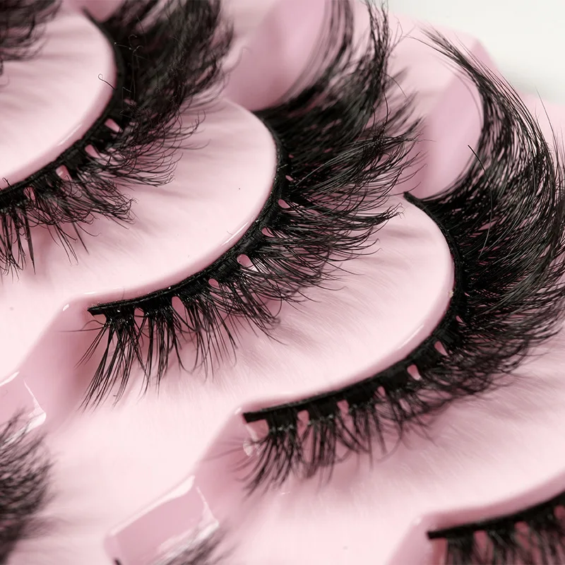 完全に光沢のある厚いまつげ - 7 ペア、目を強調するために使用されます。顔のメイクアップ、初心者でもまつげを再利用できます。