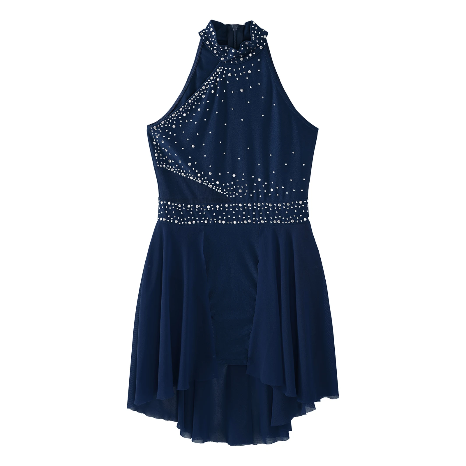 Robe de patinage artistique avec biscuits brillants pour enfants, justaucorps de ballet pour filles, danse lyrique, performance en maille, vêtements de danse