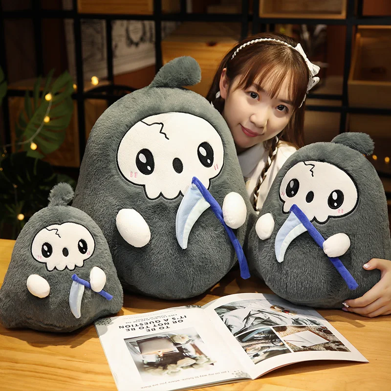 20-40cm Funny Grim Reaper Ghost Death Plush Toy Kawaii Demon Doll Cute Anime Cartoon Devil Stuffed Pillow Halloween Gift for Kid