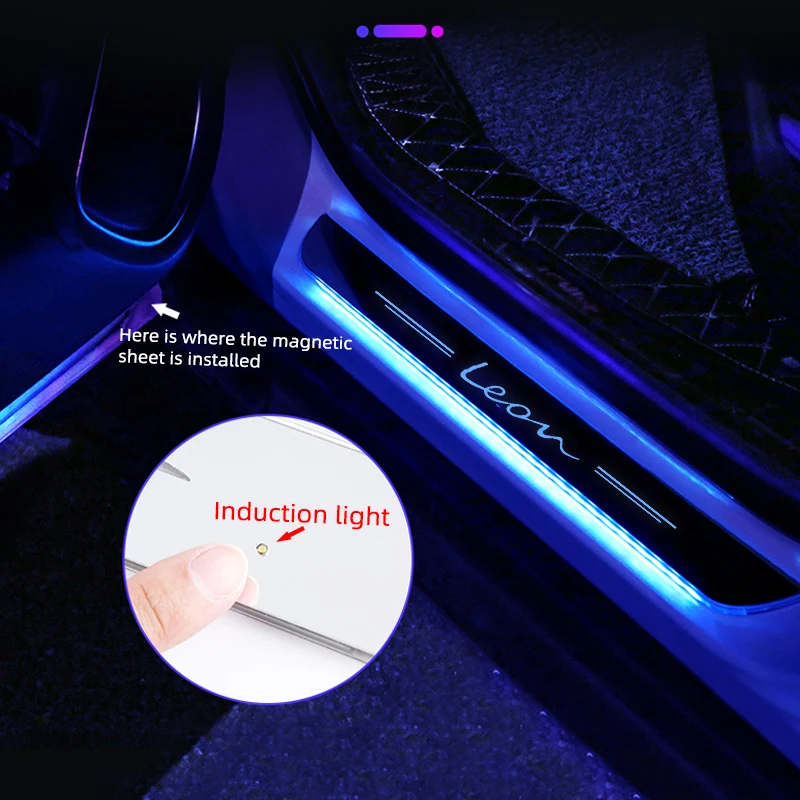 Threshold protection strip For SEAT leon 5f FR mk2 3 Car Welcome Threshold LED Car Door Atmosphere Light Car Styling Accessories