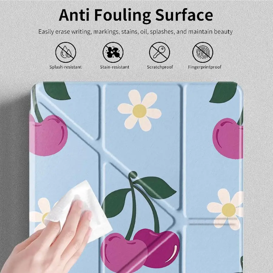 Y-Fold Holder Cover Tablet Case For iPad Air 4 5 M3 M2 1 2 M4 11inch Pro 2025 Mini 6 7 Pro 11th 10th 9th 8th 7th 12.9inch Fruit