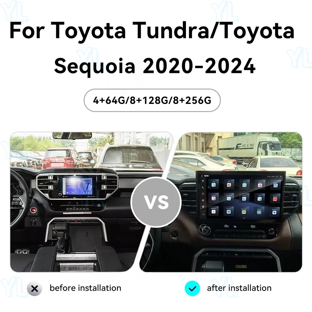 

14,6-дюймовый Android-экран для Toyota Tundra 2020-2024 Sequoia CarPlay стерео GPS-навигация автомобильный радиоприемник мультимедийный плеер головное устройство