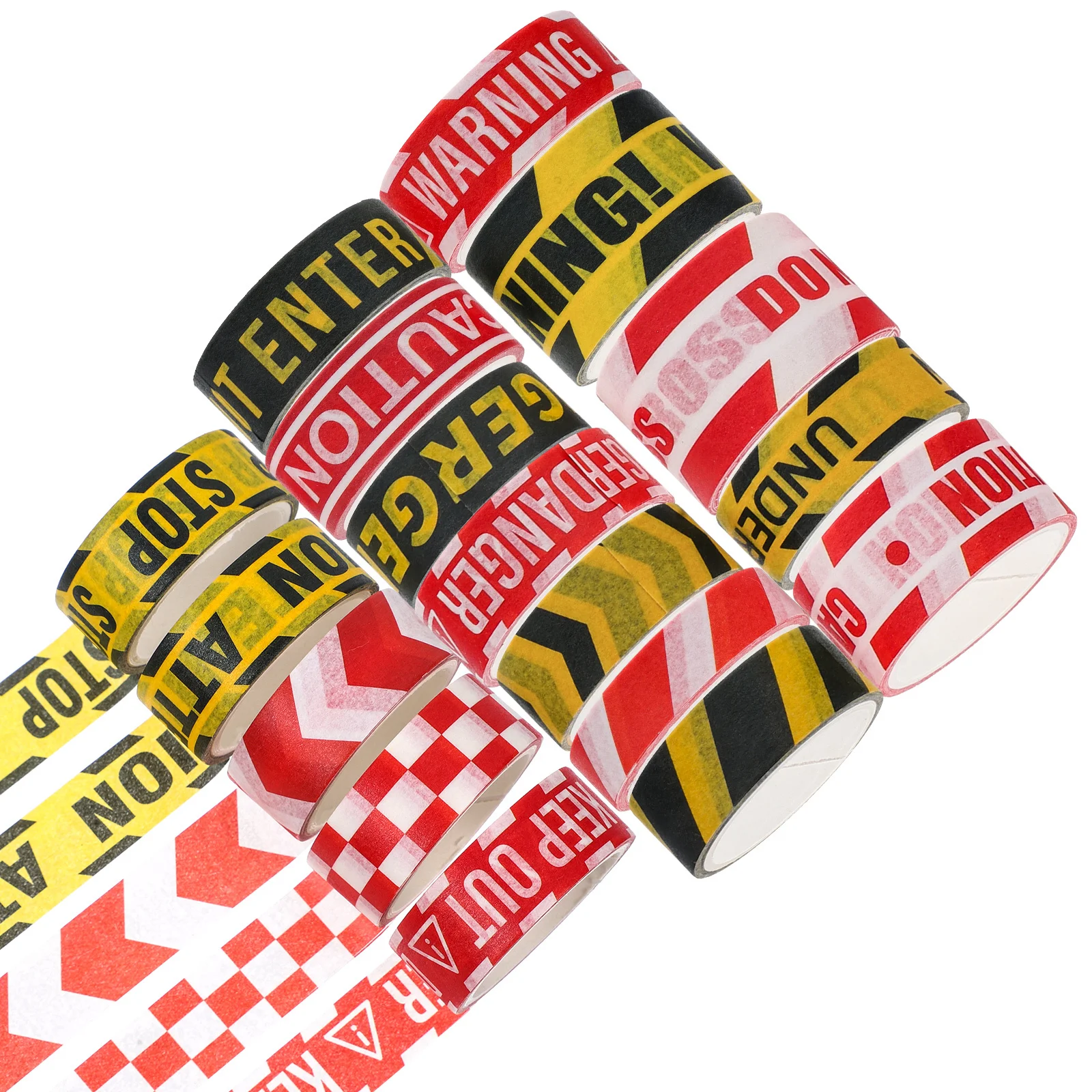 

16 Rolls Warning Washi Paper Decorative Tape Self-Adhesive Craft Tape for Scrapbooking DIY Gift Wrapping Party Supplies