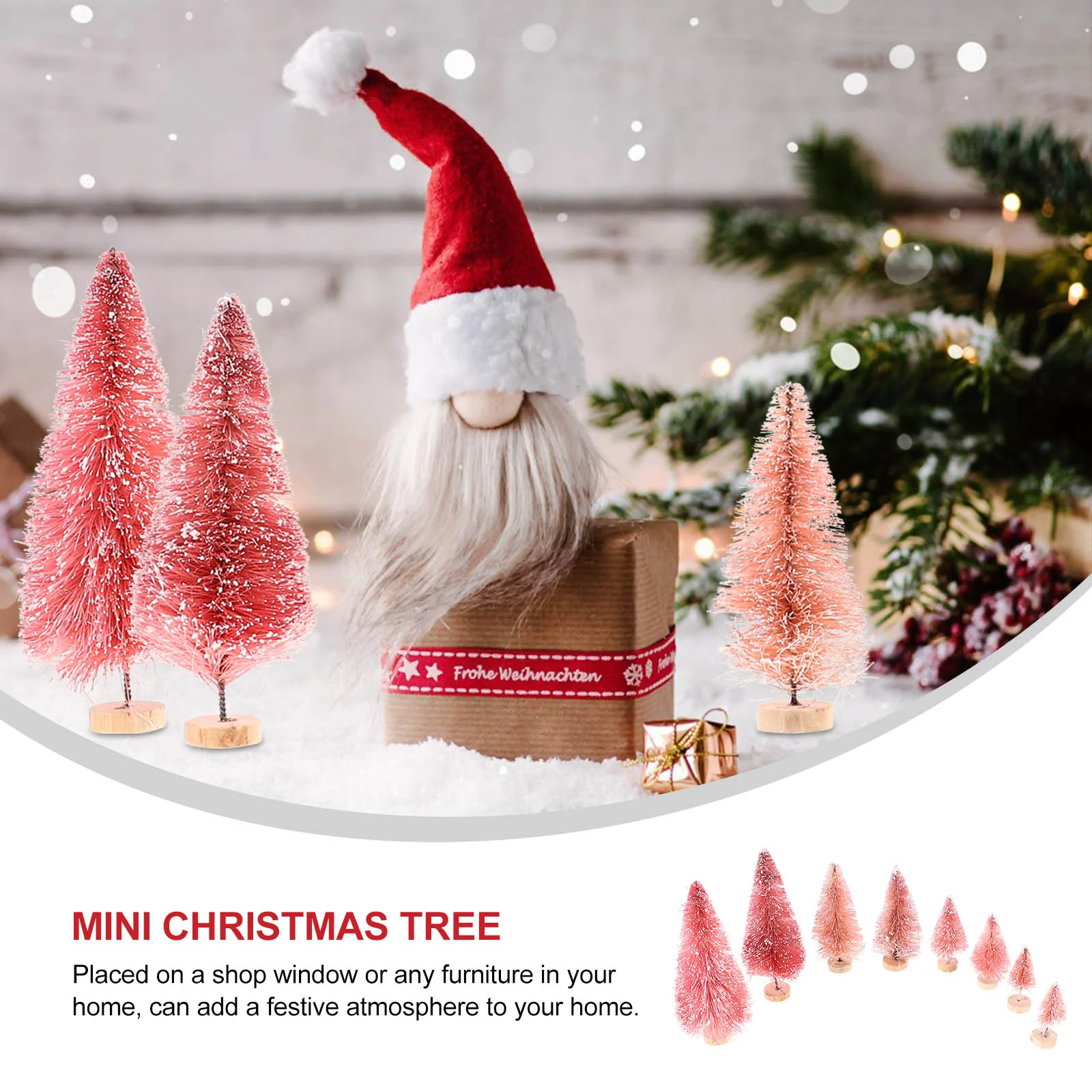 8 Pcs Xmas Tree Decorations Christmas Decorative Small Statue Outdoor Snow Artificial Mini Iron Wire Wooden Office