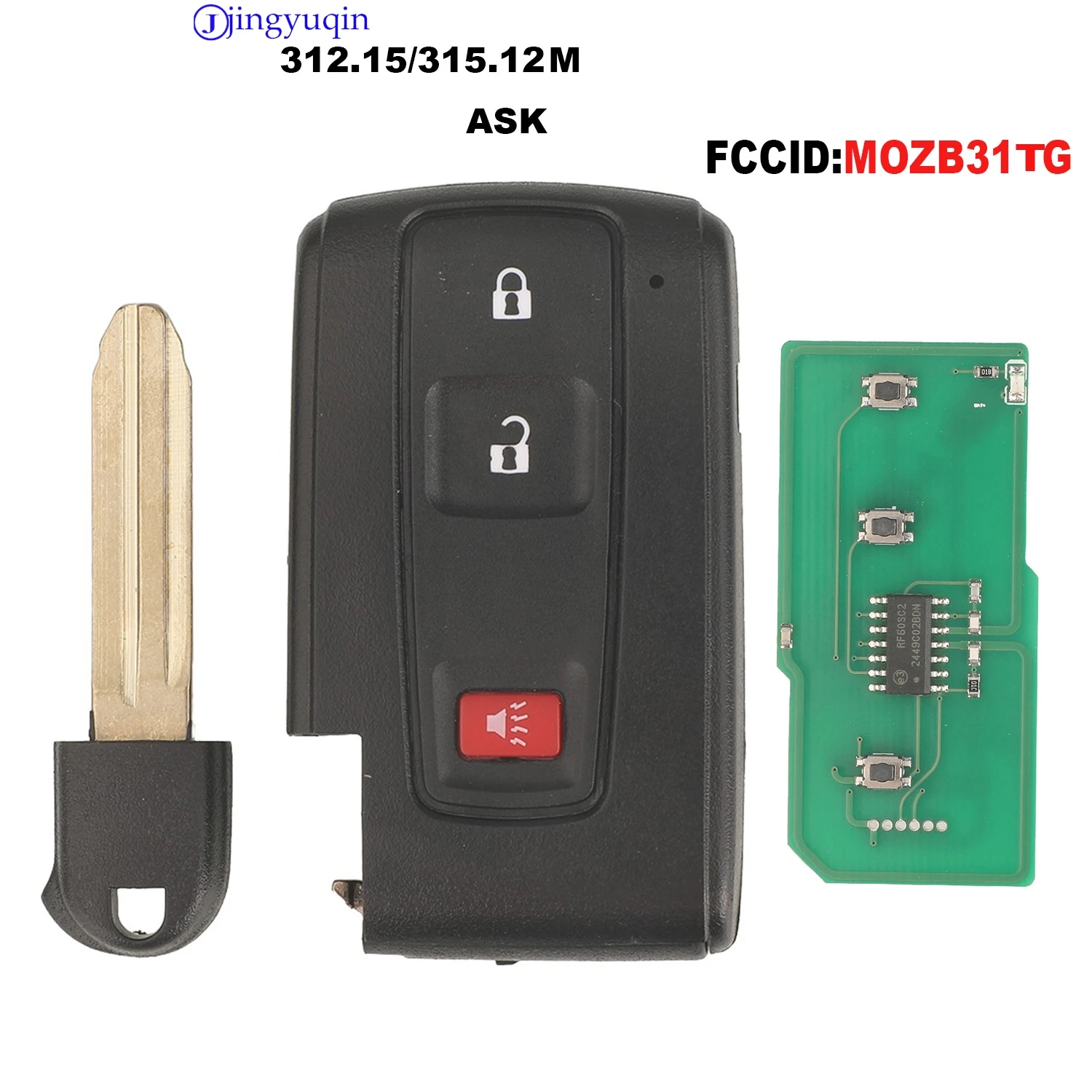 

jingyuqin New Sunshine Remote Car Key MOZB21TG For Toyota Prius 2004-2009 Smart Fob 312.15/315.12MHZ NO KEYLESS GO