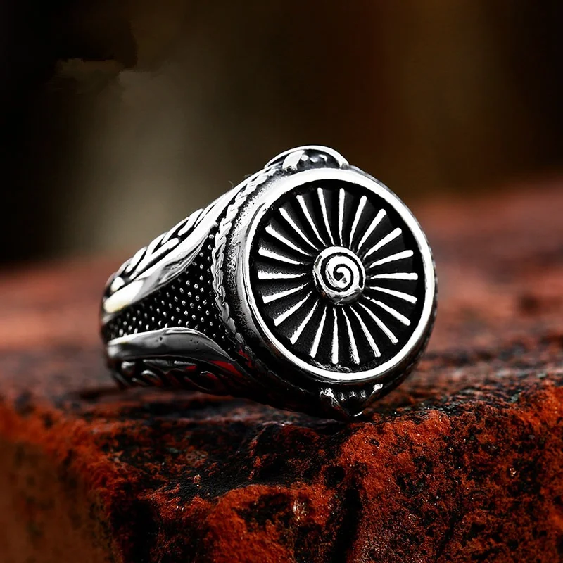 

Punk Locomotive Style Stainless Steel Men Rings Turbine Trendy Unique For Women Biker Fashion Jewelry Creativity Gift Wholesale