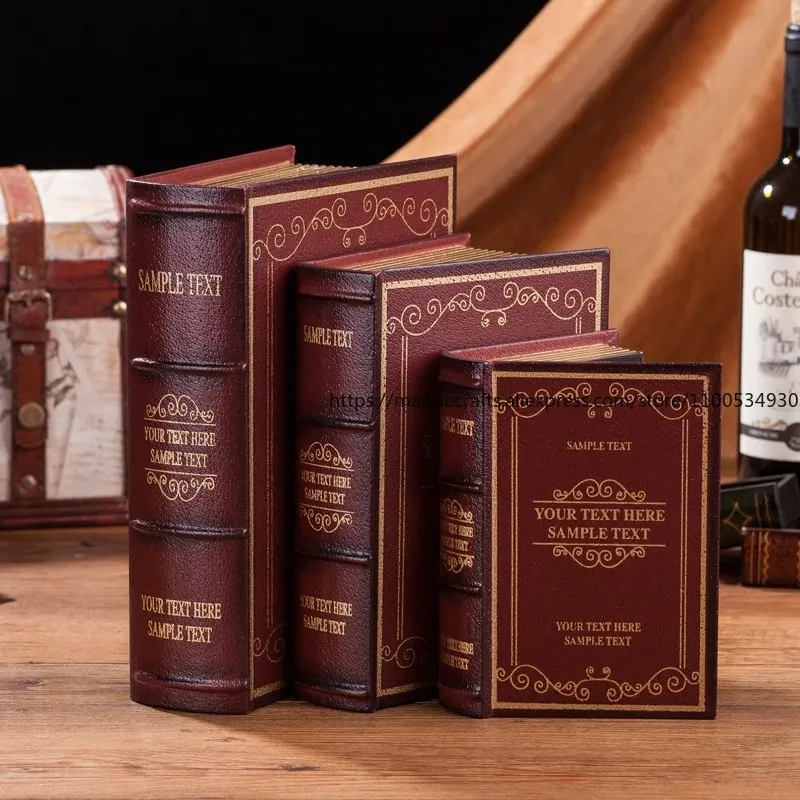 European Retro Wooden Decorative Imitation Fake Books Storage Book Boxes Entrance Hall Study Bookshelves Decorative Ornaments