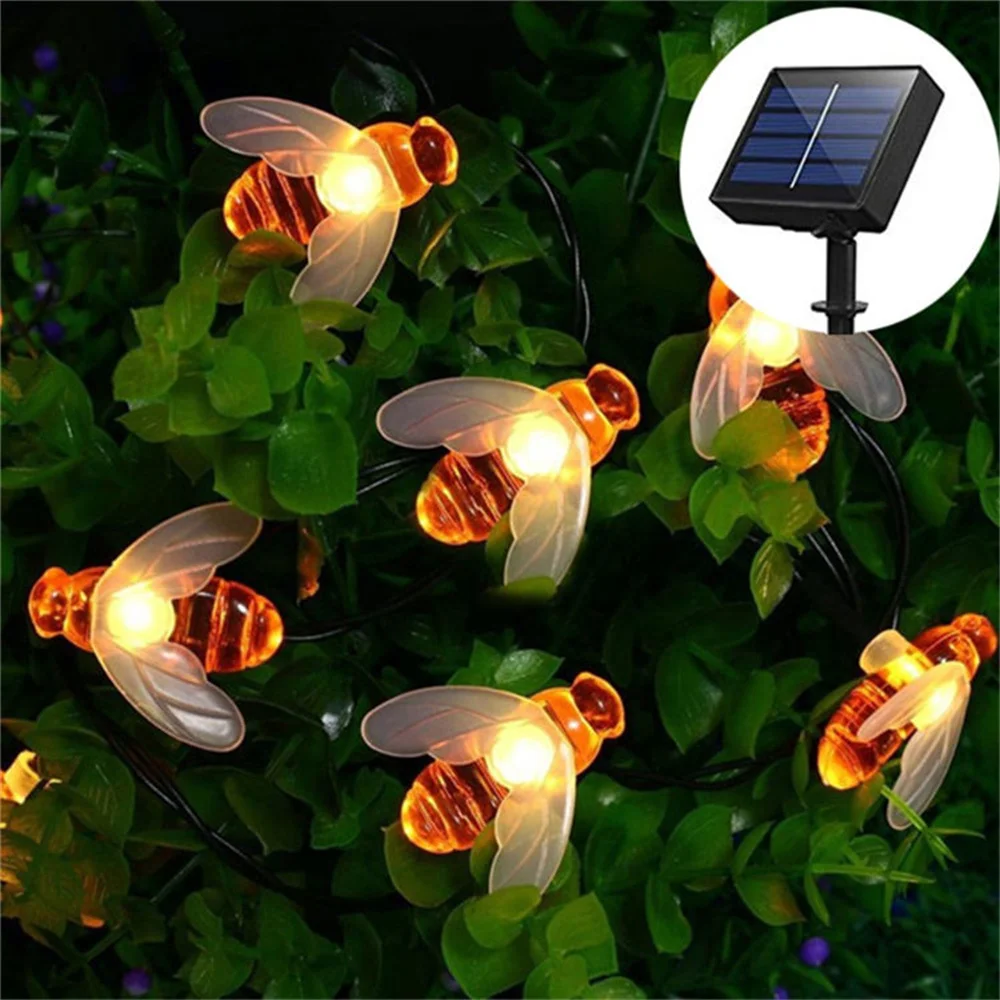 Buy On-line Solar Honey Bee Bulb String Lights 20 30 50 LEDs Holiday Lighting Decorations Garden Yard Trees