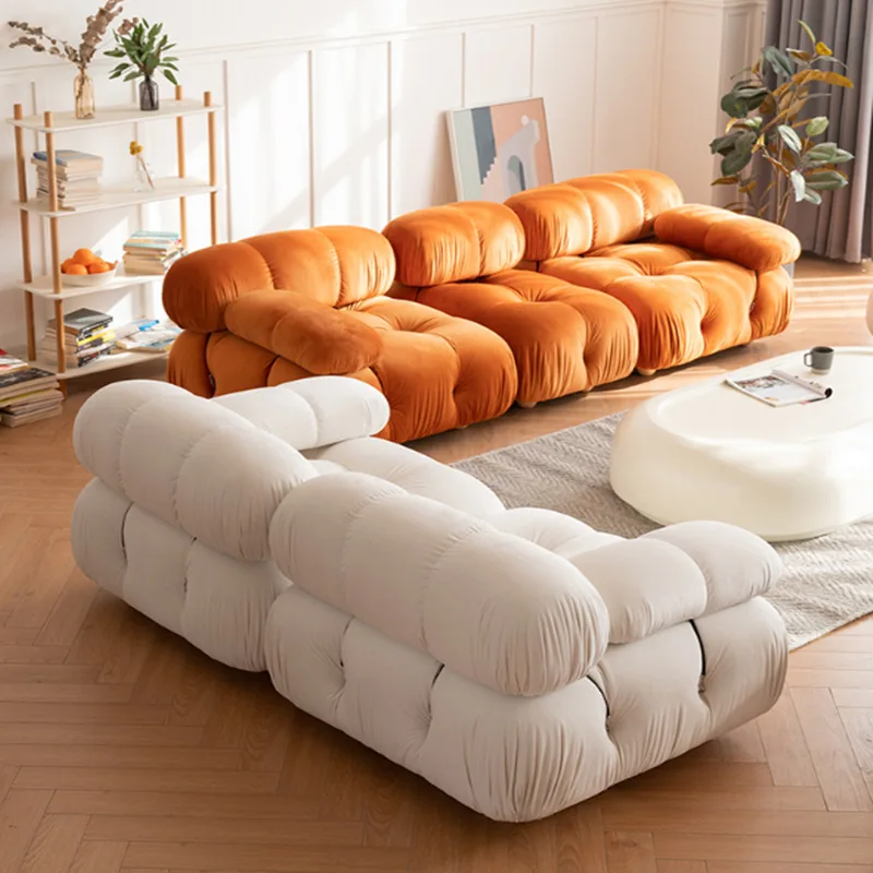 Minimalist Sofa Cloth Art Copy Classic Module Sofa Living Room Free Combination Square Lamb Sofa Sofa Set Living Room Furniture