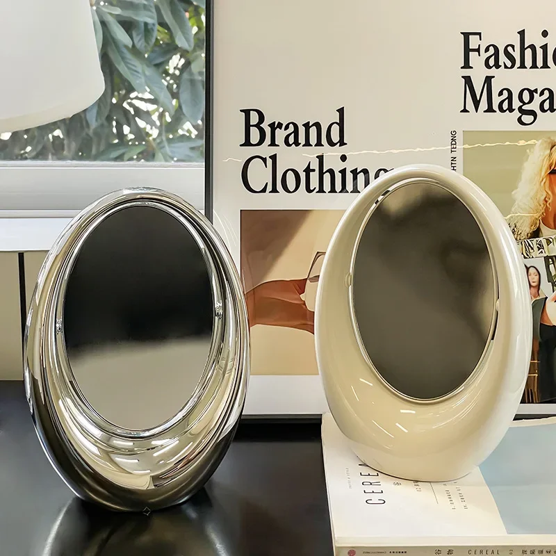 Creativity Flip Double-sided Mirrors Home Desktop Premium Feel Elliptical Mirror Room Decoration Makeup Mirrors Home Decor Gifts