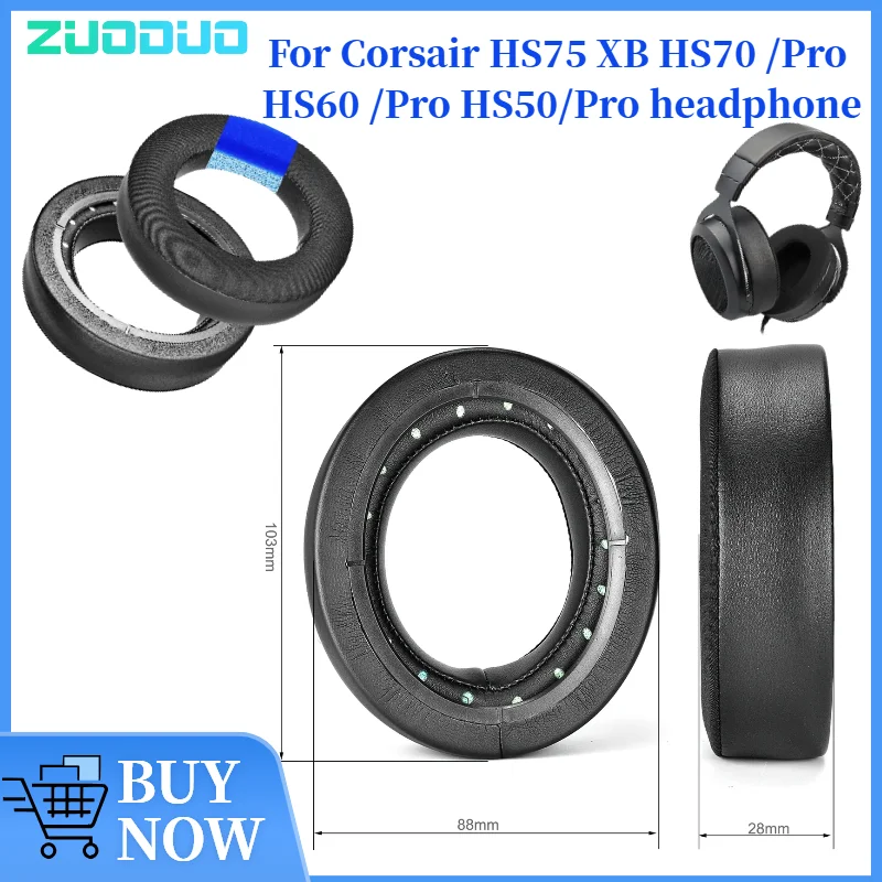 

ZUODUO Replacement Ear Pad for Corsair HS75 XB HS70 /Pro HS60 /Pro HS50/Pro Headphones Mesh / Ice gel / Leather Earmuffs Cushion