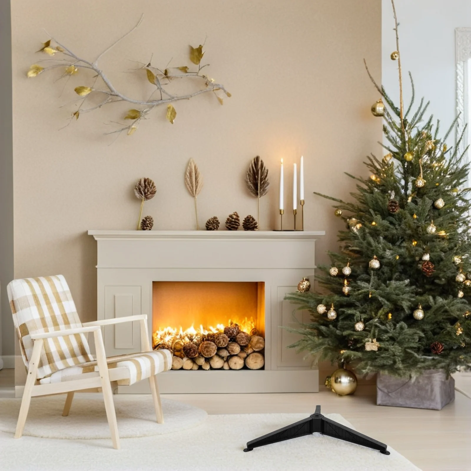 

1pc Christmas Tree Stand 12 Inch Plastic Base Bracket Xmas Tree Holder Stylish Appearance Longtime Use Compact Design Festive