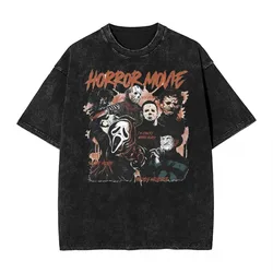 Halloween Slasher Film Horror Friends Movie Washed T Shirts Streetwear Hip Hop Vintage T-Shirt Tees Tops Men Women Harajuku