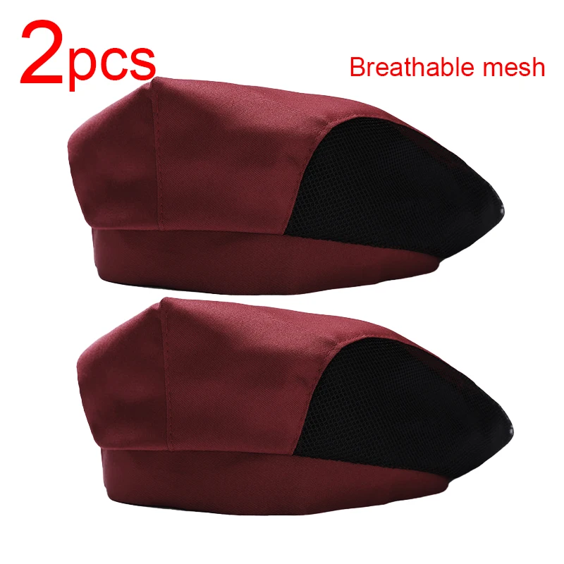 Chef's Beret 2/1pcs Kitchen Work Cap Catering Cook Hat for Food Service Hotel Restaurant Canteen Baking Cafe Household Cooking