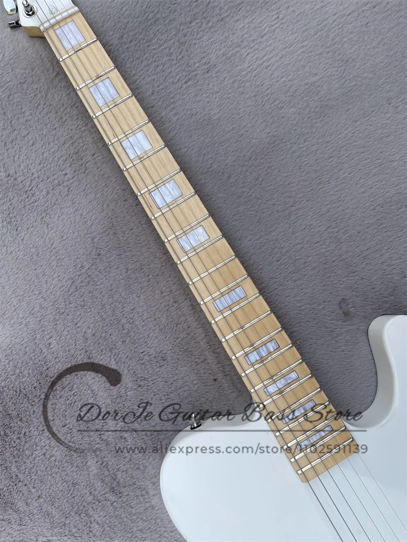 White Electric Guitar H Pickup  Fixed Bridge Maple Fingerboard white Shell Inlay Chrome Hardware Custom Color