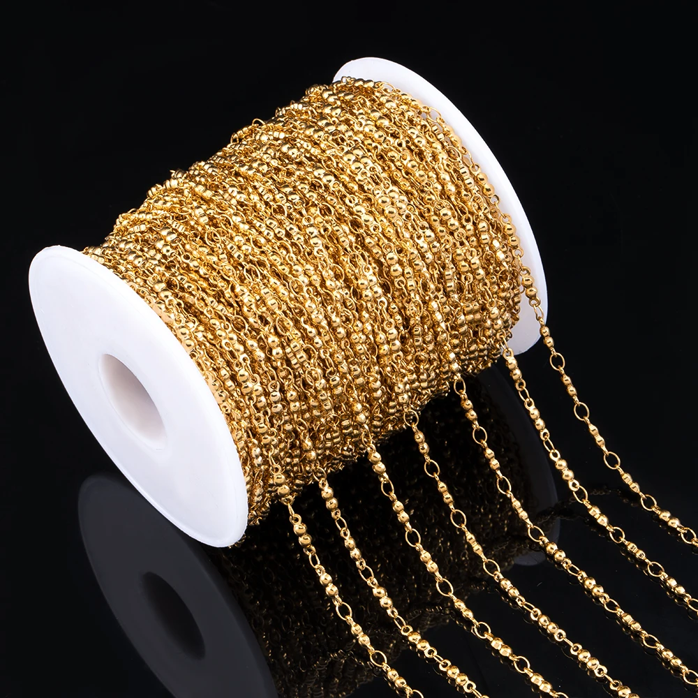 1 meter new style stainless steel chain 18K golden pea clip shape jewelry chain for diy bracelet necklace chain accessories