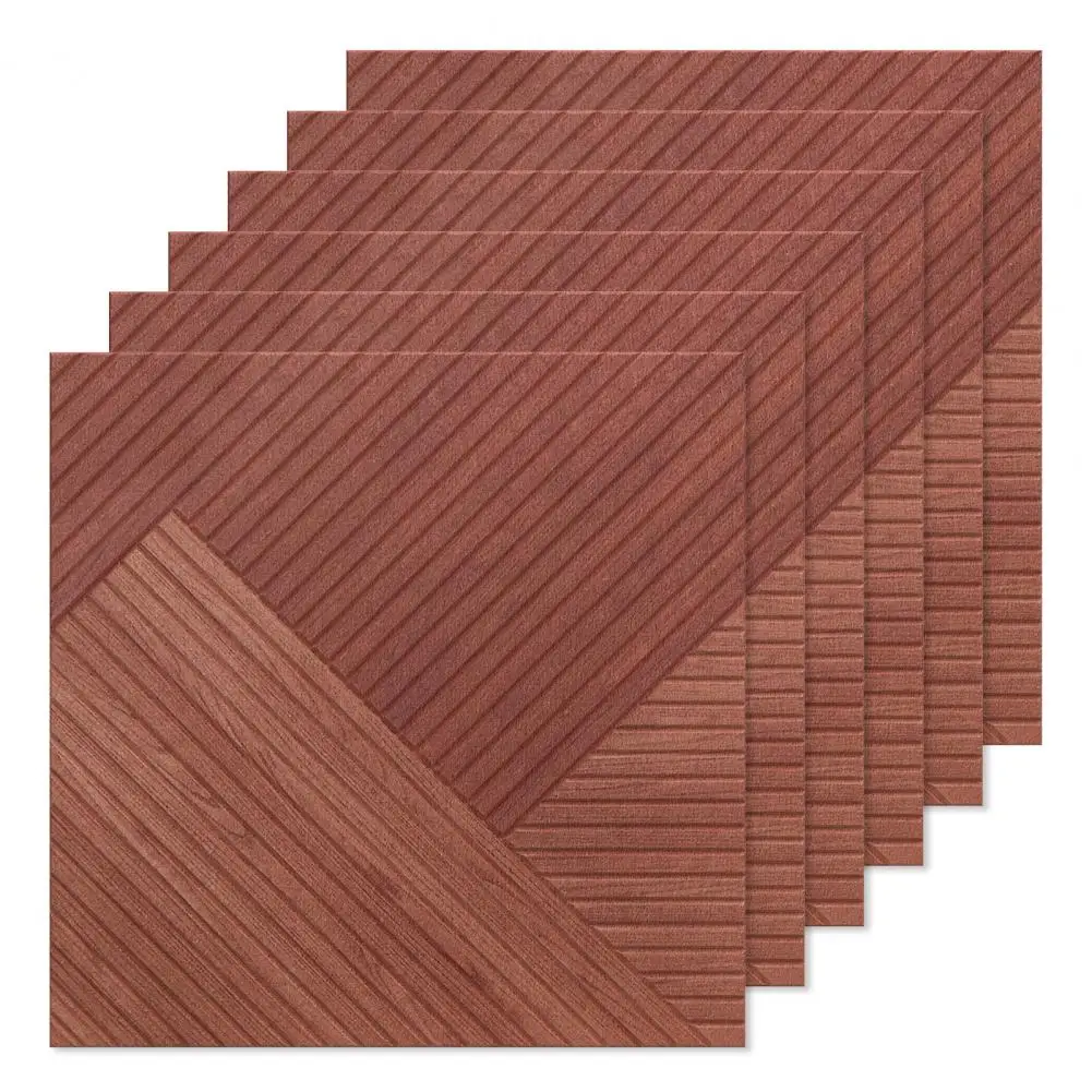 6 Pannelli Fonoassorbenti Autoadesivi Effetto Legno, 60x60 cm, Piastrelle in Poliestere Ignifugo per Studio e Ufficio