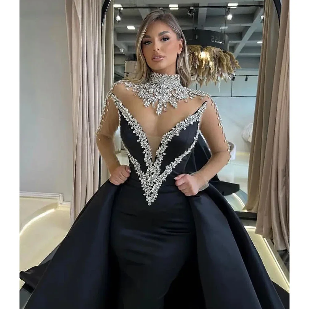 

Sparkly Mermaid Prom Dresses See Through Lace Sequined Celebrity Evening Dress For African Women Aso Ebi Party Vestidos