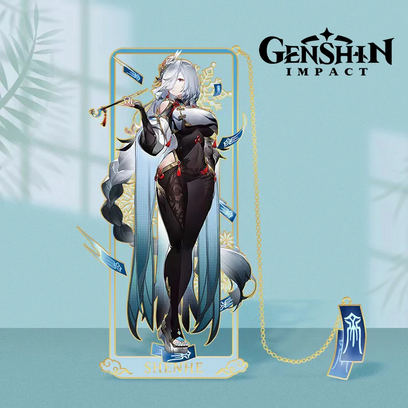 Marque-page en métal Genshin Impact, Shen He, Pendentif Anime évidé, Cadeaux haut de gamme pour enfants, Mode féminine sexy, 9cm x 5cm