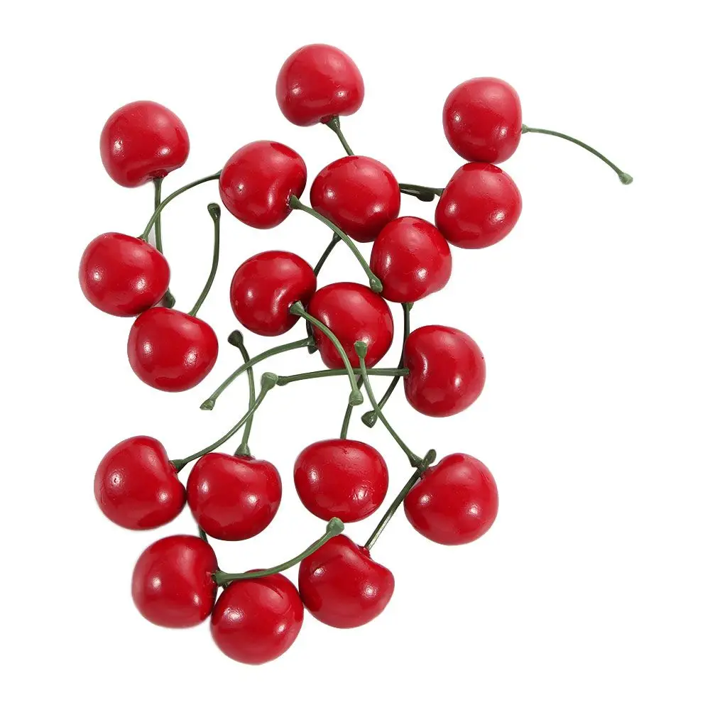 

Kitchen Party Decoration Food Crafts Lifelike Mini Fruit Model Faux Cherry Artificial Cherries Red Cherries