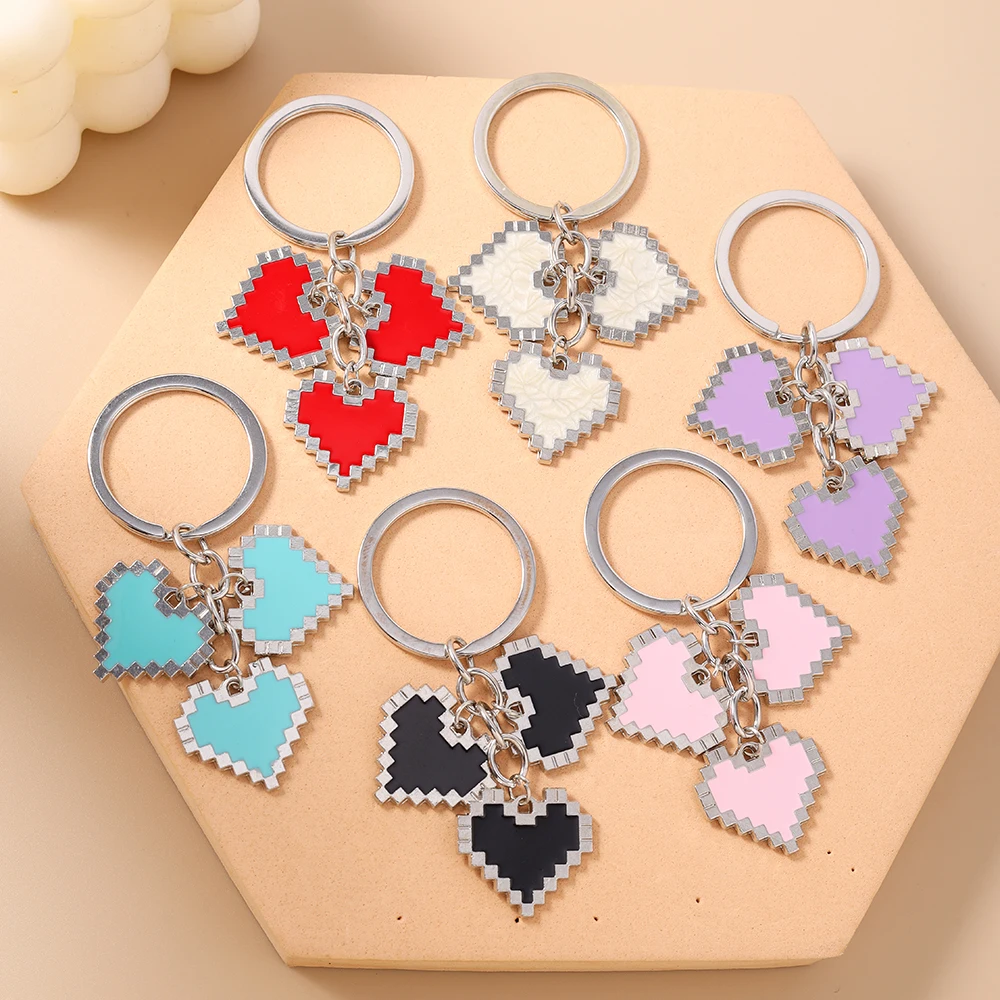 Aihua Fashion Bunte Herz-Schlüsselanhänger für Damen und Herren, Autoschlüssel, Handtaschenanhänger, Schlüsselringe, Accessoires, DIY-Schmuckdekoration – Detail 2