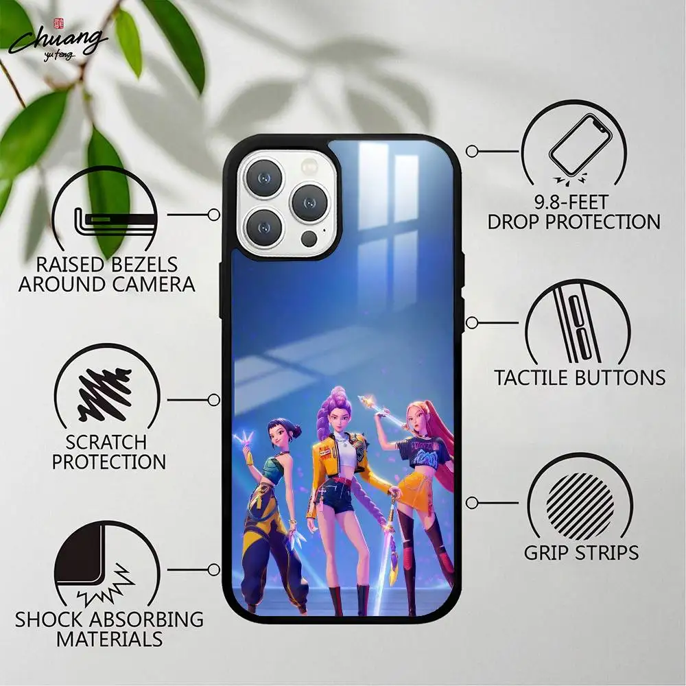 فيلم ساخن KPopS D-Demon H-Hunters جراب هاتف ل 11 12 13 14 15 16Pro Max mini Plus غطاء هاتف مرآة بلوري