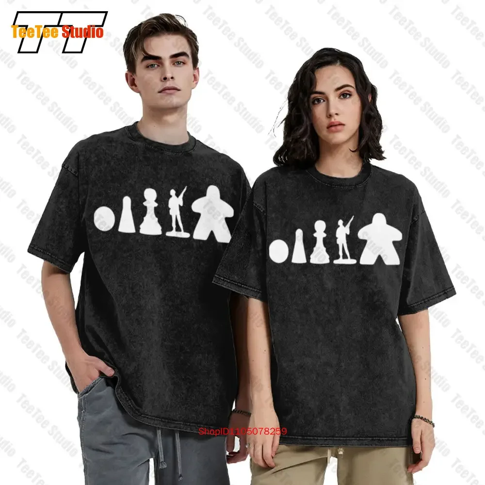 Meeple Evolution Parody Pawn Chess Risk Boardgames  Oversized T-Shirt UKHJ