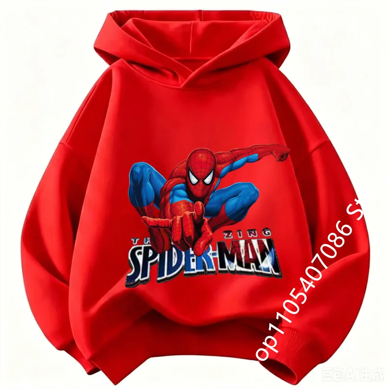 Youth Spider Hooded Sweatshirt, Kids Boys Spider Graphic Pullover Hoodie, Fashion Casual Long Sleeve Outfit